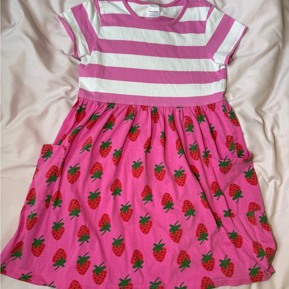 Hanna anderson Pink Striped Strawberry Kids Dress